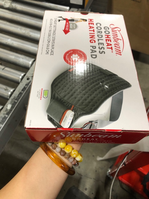 Photo 1 of Sunbeam Cordless Rechargeable Heating Pad, Portable 9.5" x 12", Machine-Washable, Pain Relief for Back, Shoulder, Neck, and Period Cramp Pain Relief, Gifts For Mom & Wife, FSA/HSA Eligible, Slate Grey