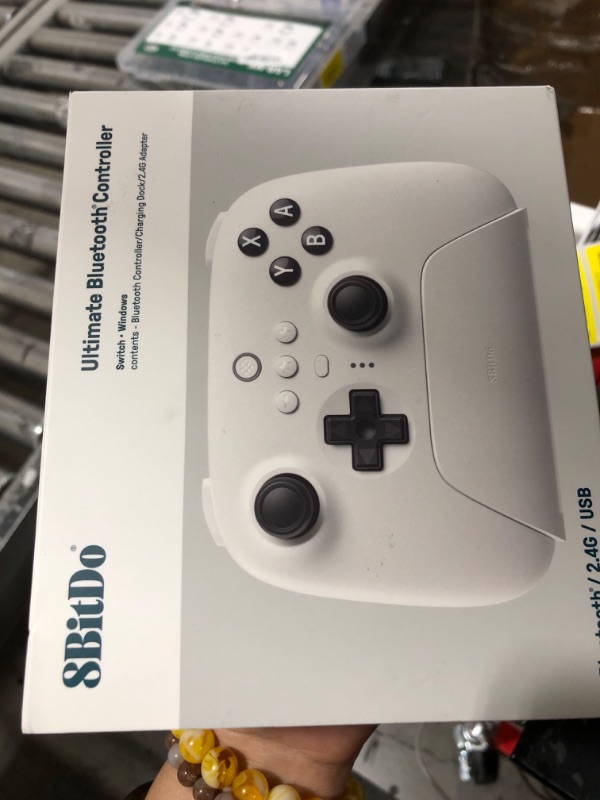 Photo 1 of 8Bitdo Ultimate Bluetooth Controller with Charging Dock, Wireless Pro Controller with Hall Effect Sensing Joystick, Compatible with Switch, Windows and Steam Deck, White