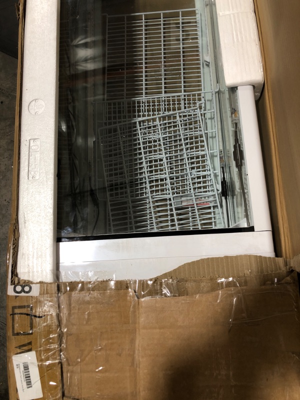 Photo 1 of Litake Commercial Refrigerator, 4.2 Cu. FT Glass Refrigerator Display Case Countertop with Adjustable Shelves, Interior LED Lighting, Display Fridge for Pastry Cake Restaurant, Auto Defrost, White