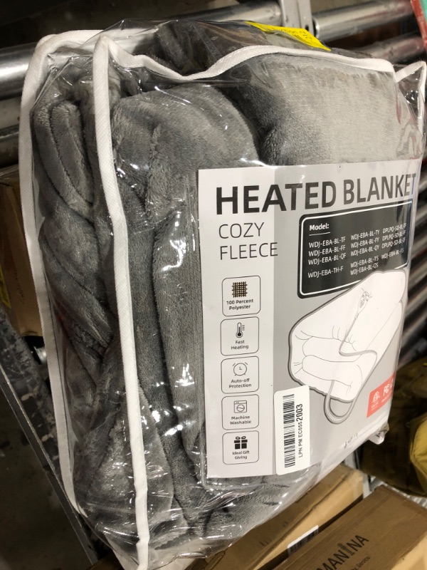 Photo 1 of SUNNY HEAT Electric Heated Blanket 72"x84" Full Size Cozy Warm Double Sided Flannel with 4 Heating Levels & 10H Shut Off, Machine Washable Soft Blanket for Bed & Office, Light Grey