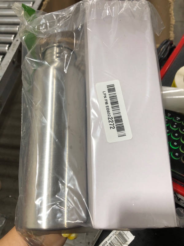Photo 1 of Yopay 2 Pack Stainless Steel Sports Water Bottles, 26OZ Single Walled 18/8 Stainless Steel Water Bottle with Handle, Uninsulate Metal Water Bottle for Cyclists, Runners, Hikers, Beach Goers, Picnics