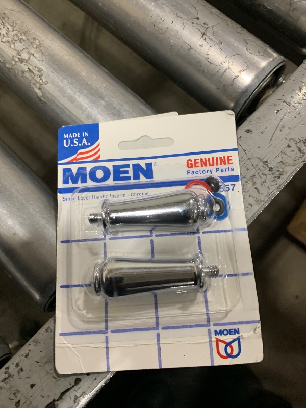 Photo 1 of Moen 97557 Monticello Bathroom Sink Faucet Metal Replacement Handle Lever Inserts, Chrome (2-Pack)
