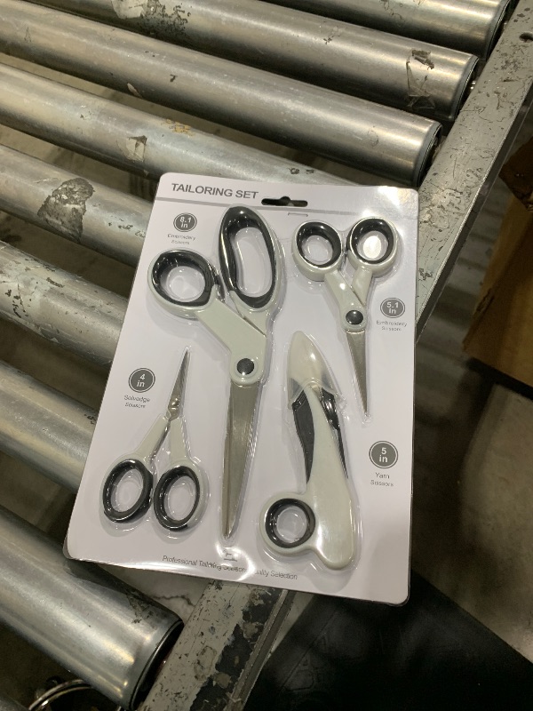 Photo 1 of SCAIKTIG Premium Sewing Scissors Bundle, 8" Heavy Duty Fabric, 5" Embroidery, 4" Small Detail Scissors, 5" Thread Snips, Tailoring, Dressmaking, Quilting, Arts&Craft Supplies, White
