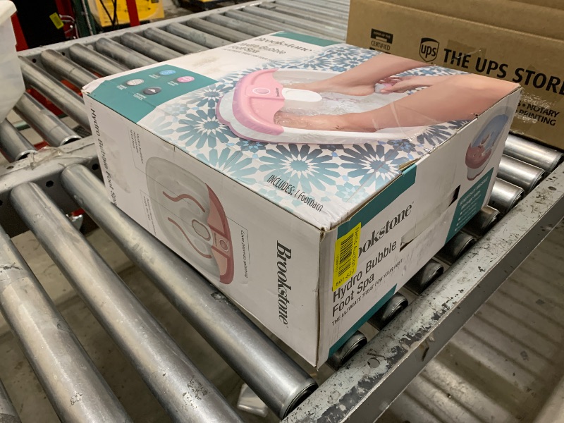 Photo 1 of Brookstone Hydro Bubble Foot Spa, Invigorating Bubble Raised Massage Nodes, Toe-Touch Controls, Splash Guard, Heat Maintenance, Tub Maintains Warmth, Exfoliating Pumice Stone, at-Home Spa, Pink