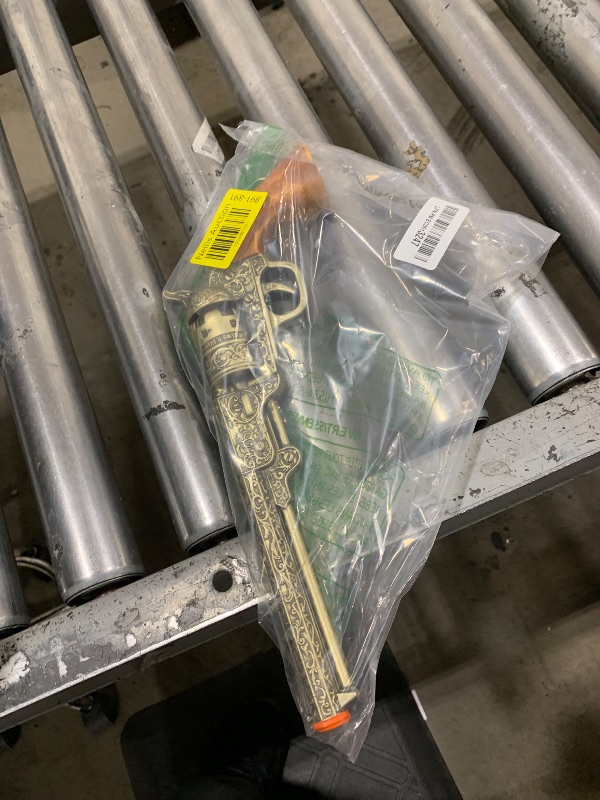 Photo 1 of 13-Inch Decorative Western Classic Revolver Style, Body SMB-110 with Ornate Engravings, Suitable for Decoration, Collecting, Costuming and Cosplay, Role-Playing, Halloween (Gold)