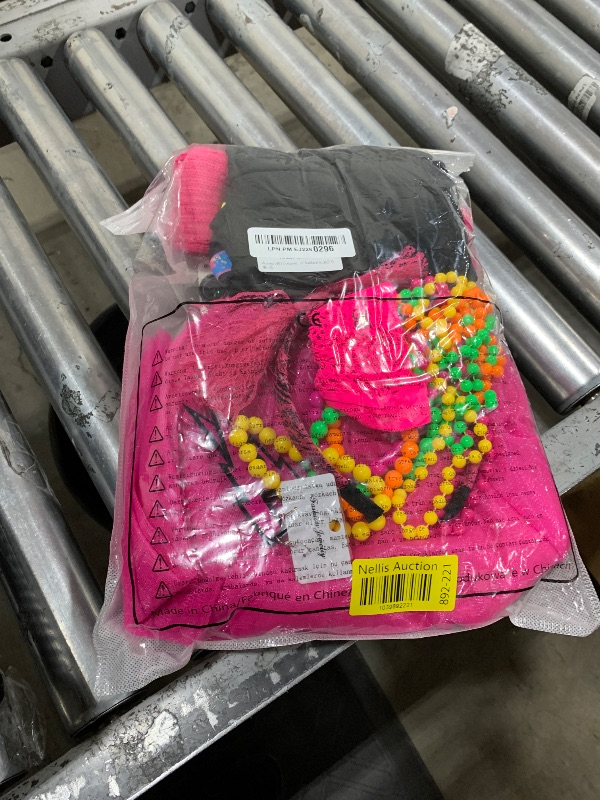 Photo 1 of Women's 80's Costumes with Accessories Set Rose Tutu Skirt Earrings Necklace Bracelets Fishnet Gloves Legwarmers Headband Small(2-4)