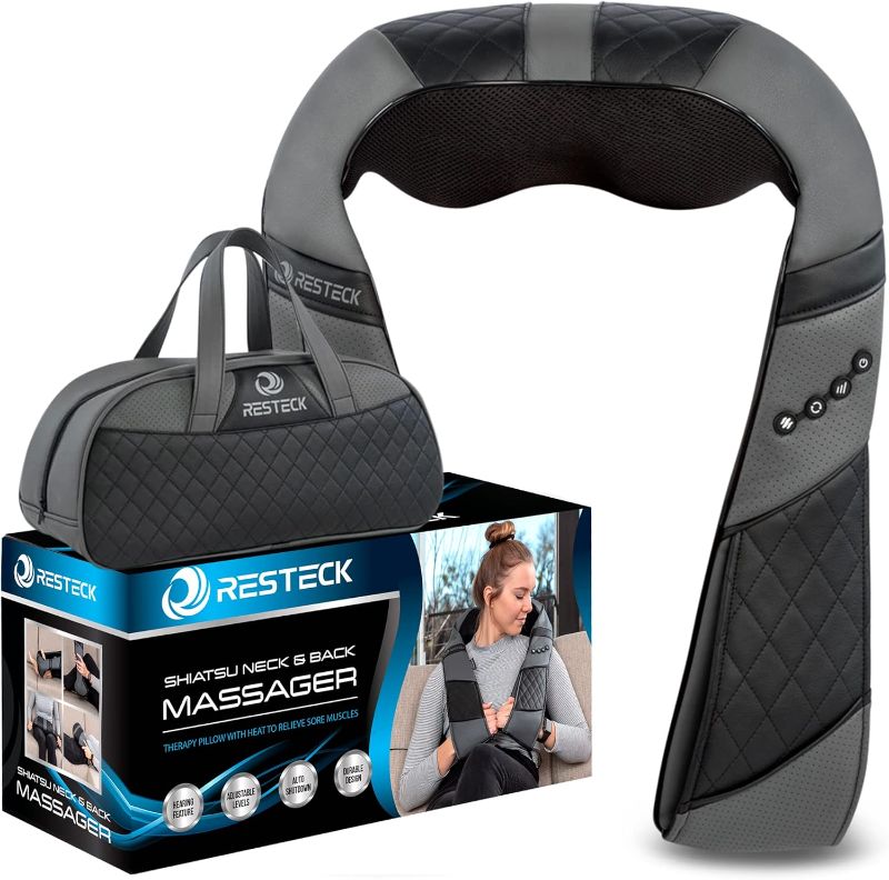 Photo 1 of RESTECK Massagers for Neck and Back with Heat - Deep Tissue 3D Kneading Pillow, Electric Shiatsu Shoulder Massage, Foot, Legs,Body - Relieve Muscle Pain - Office, Home & Car
