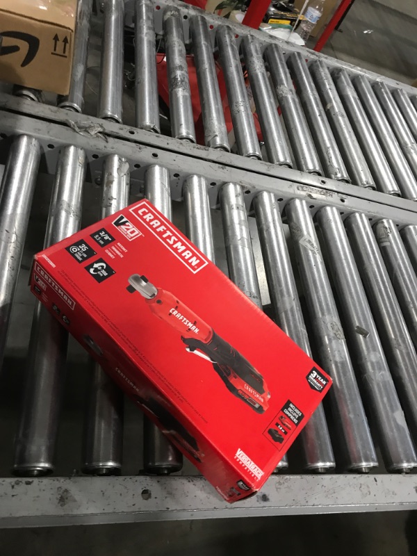 Photo 1 of CRAFTSMAN V20 Cordless Ratchet Wrench Kit, 3/8 inch Drive, 300 RPM, up to 35 ft-lbs of Torque, Battery and Charger Included (CMCF930D1)