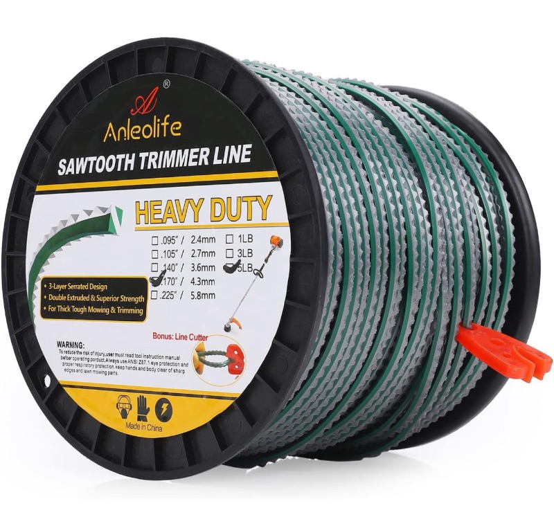Photo 1 of A ANLEOLIFE 5-Pound Heavy Duty Sawtooth .170-inch-by-440-ft Dual Core String Serrated Trimmer Line Spool,with Bonus Line Cutter