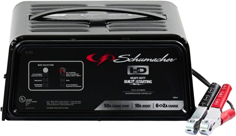 Photo 1 of Schumacher Electric Battery Charger and Engine Starter, SC1305, 4-in-1, Fully Automatic, 50 Amps, 10 Amp Boost Mode, 12 Volt, for Car, SUV, Truck and Marine Batteries