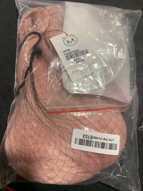 Photo 1 of Zero Two 02 Cosplay Wig Long Straight Anime Pink Wig with Bangs + Horn Headband 39'' Pastel Pink Wig for Women Halloween Party