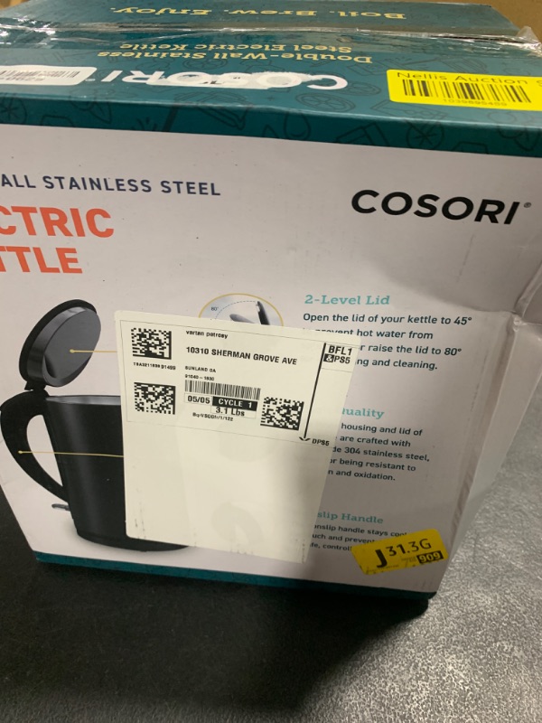 Photo 1 of COSORI Electric Kettle, Cool-Touch Double Wall Stainless Steel Insulated, Automatic Shut Off & Boil-Dry Protection, Durable Tea Kettle Boiler & Heater, 1.5L/1500W, Black