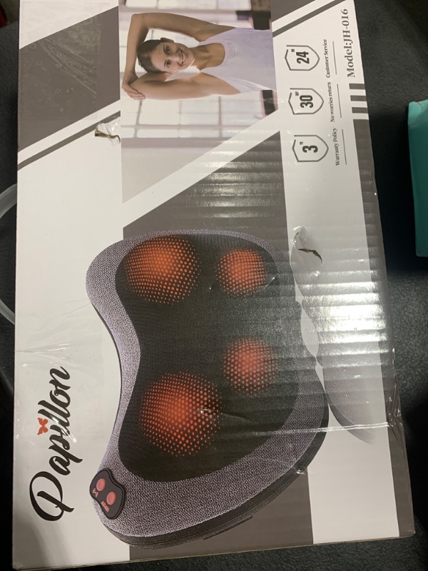 Photo 1 of Papillon Shiatsu Back and Neck Massager with Heat, Deep Tissue Kneading,Electric Massage Pillow for Back,Shoulders,Legs,Foot,Body Muscle Pain Relief,Use at Home,Car,Office