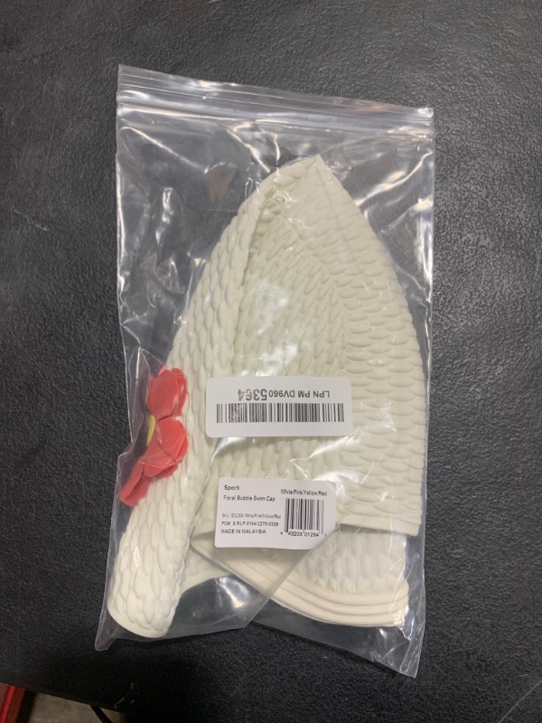 Photo 1 of Sporti Floral Bubble Swim Cap - White/Pink/Yellow/Red
