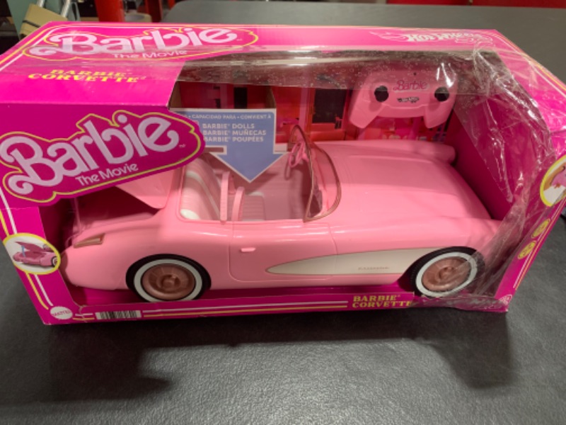 Photo 1 of Barbie Hot Wheels RC Corvette from The Movie, Full-Function Remote-Control Toy Car Holds 2 Dolls