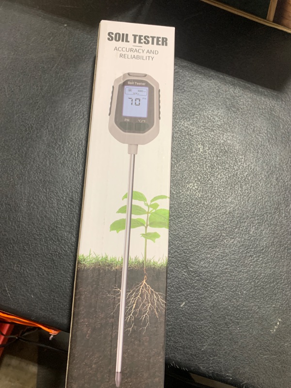 Photo 1 of 4-in-1 Soil Moisture Meter Digital Plant Temperature/Soil Moisture/PH Meter/Sunlight Intensity Backlight LCD Display Soil Test Meter for Gardening, Farming and Outdoor Plants