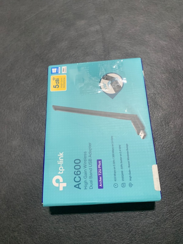 Photo 1 of TP-Link AC600 USB WiFi Adapter for PC (Archer T2U Plus)- Wireless Network Adapter for Desktop with 2.4GHz, 5GHz High Gain Dual Band 5dBi Antenna, Supports Win11/10/8.1/8/7/XP, Mac OS 10.9-10.14, Black