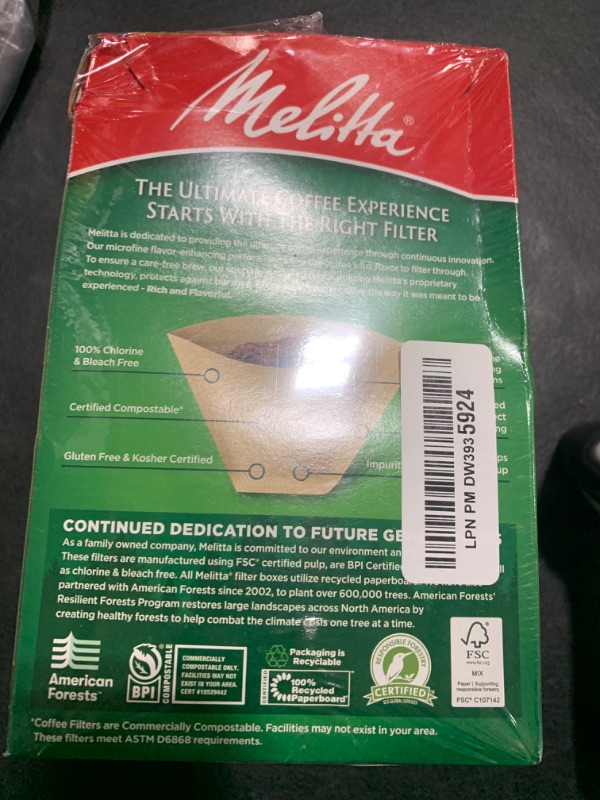 Photo 1 of Melitta #4 Cone Coffee Filters, Unbleached Natural Brown, 100 Count (Pack of 3), 300 Total Filters - Packaging May Vary