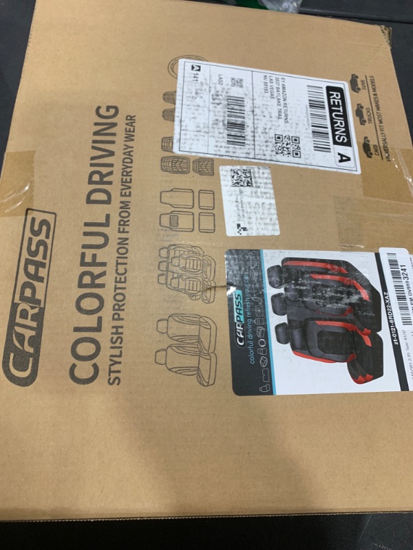 Photo 1 of CAR PASS Universal Leather car seat Covers Sport fits Most Cars, SUVs, Trucks, and Vans (Full Set, Black Red)