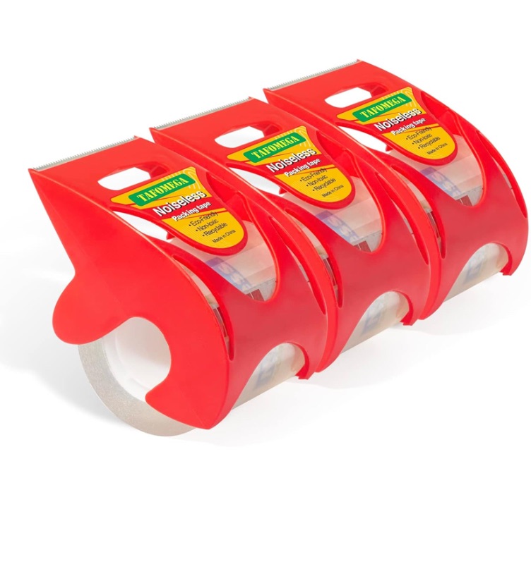 Photo 1 of Packing Tape with Dispenser Clear Noiseless Packaging Tape for Shipping Moving Strong Sealing Adhesive Industrial Depot Tapes for Storage 1.96 inch x 33 Yards 1” Core 3 Pack
