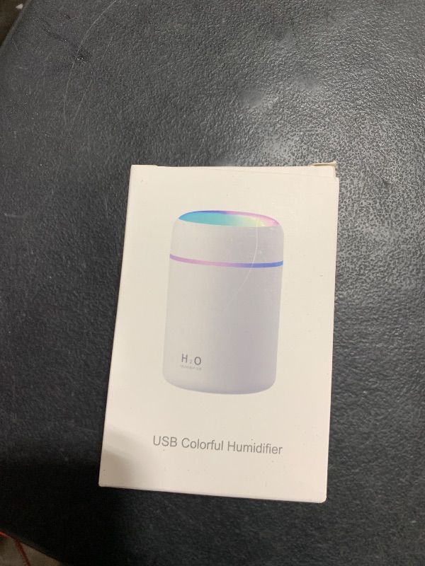 Photo 1 of Portable Mini Humidifier, Colorful, Cool Mist, USB Powered. Perfect for Bedroom, Office & Car (300ml, White)