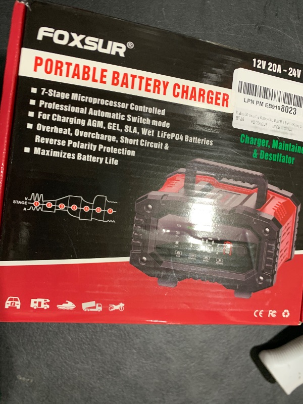 Photo 1 of Premium 20Amp Battery Charger, 12V/24V LiFePO4 Lead Acid AGM Smart Automatic Battery Trickle Charger Automotive, Battery Maintainer with Pulse Repair/Temperature Compensation for Car Truck Motorcycle