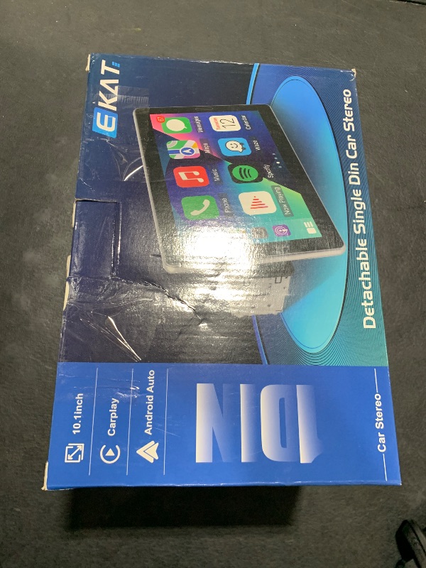 Photo 1 of 10.1 inch Single Din Car Stereo with CarPlay and Android Auto, Detachable Touch Screen Radio with Mirror Link/1080P/EQ Audio/SWC/Bluetooth +Backup Camera+MIC