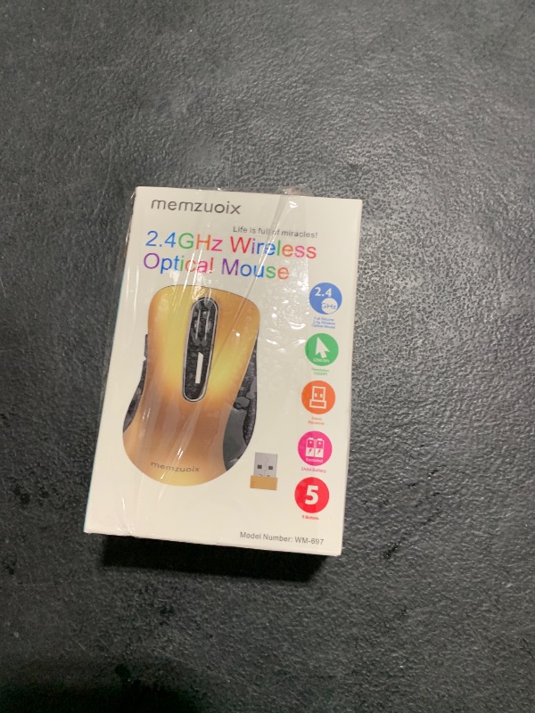 Photo 1 of memzuoix 2.4G Wireless Mouse, 1400 DPI Mobile Optical Cordless Mouse with USB Receiver, Portable Computer Mice Wireless Mouse for Laptop, PC, Desktop, MacBook, 5 Buttons (Gold)