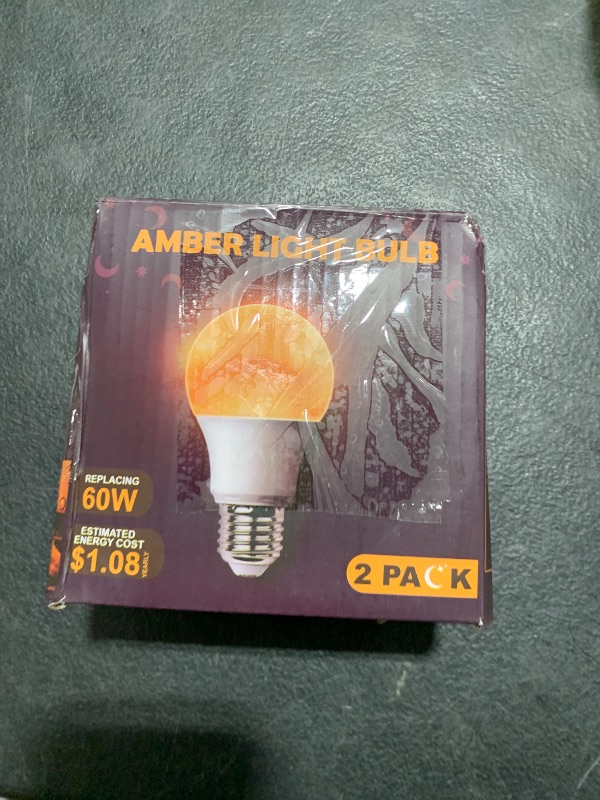 Photo 1 of DALUXshop Amber Sleep Light Bulbs, Blue Light Blocking, A19 9W(60 Watt Equivalent) Dim Light Bulbs for Lamp, 1800K Warm Light Bulb, E26 for Healthy Sleep, Bedroom, Kids Room, 2 Pack
