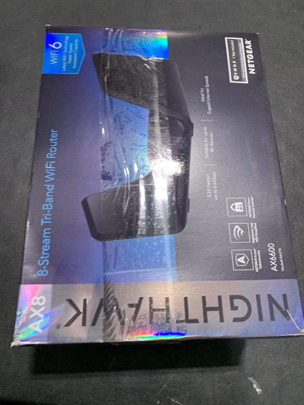 Photo 1 of NETGEAR Nighthawk 8-Stream WiFi 6 Router (RAX70) - Security Features, AX6600 Tri-band Wireless Speed (up to 6.6 Gbps) - Coverage up to 2,500 sq. ft., 40 Devices