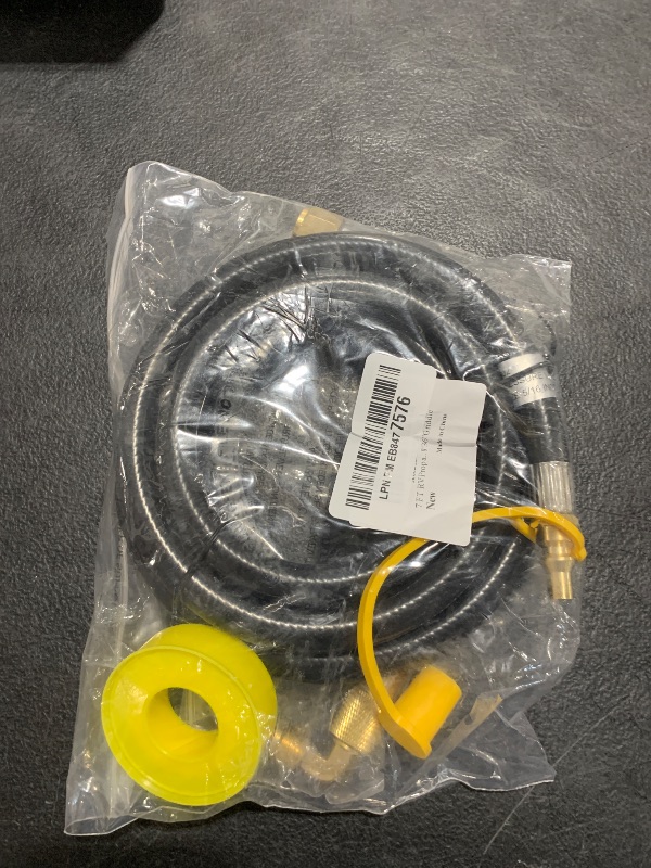 Photo 1 of 7 FT RV Propane Quick Connect Hose to Grill, BBQ Quick Release LP Gas Line for Camp Chef Stove, Pit Boss Burner-1/4 Male Plug x 3/8 Female Flare-with Elbow Adapter for Blackstone 17"22"28''36''Griddle