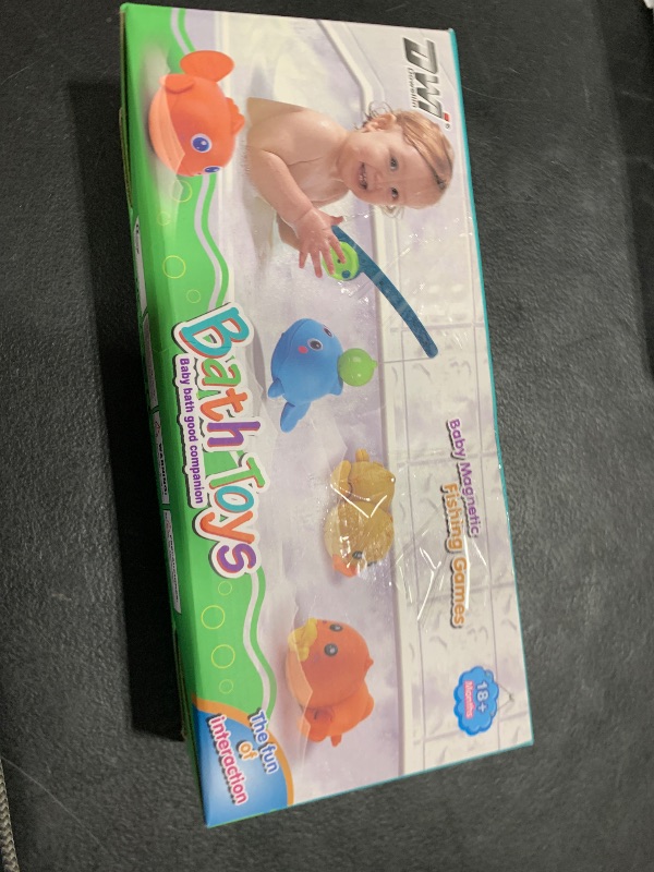 Photo 1 of Dwi Dowellin Bath Toys for Toddlers, Magnetic Fishing Games Kids Bathtub Toys, Mold Free Wind-up Toys Swimming Fish Duck Whale Floating Water Toys for Kids Baby Infant