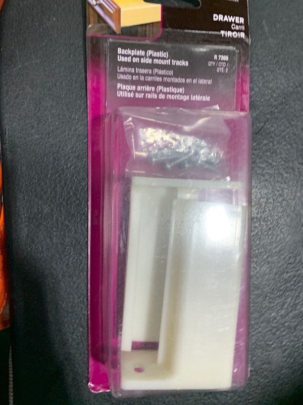 Photo 1 of Prime-Line R 7265 Drawer Track Back Plate, 3/8 In. x 1 In., Plastic, Off-White (1 Pair)