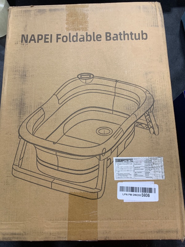 Photo 1 of napei Collapsible Baby Bathtub,Baby Bath Tub with Soft Cushion & Thermometer,Baby Bathtub Newborn to Toddler 0-36 Months,Portable Travel Baby Tub