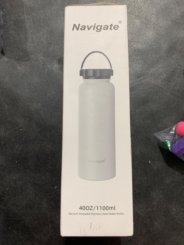 Photo 1 of Navigate 40 oz Insulated Stainless Steel Sports Water Bottle with Spout & Handle Lids,Wide Mouth Water Jug with Double Walled Leak Proof Keep Cold for 24 Hrs Hot for 12 Hrs,Black
