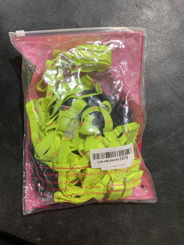 Photo 1 of Kaei&Shi Corset Bodysuit for Women, Mesh Choker Strappy Sexy Teddy Lingerie, Snap Crotch One Piece Exotic Body Suit Boudoir Going Out Glow in The Dark Blacklight Rave Black Neon Green X-Large