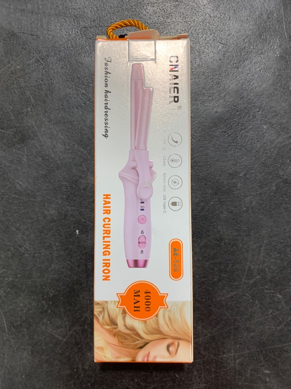 Photo 1 of Cordless Curling Iron Rechargeable,USB Rechargeable 4000 mAh Cordless Hair Curler,3 Temp Setting Mini Travel Battery Powered Curling Iron,2 in 1 Hair Straightener and Curler