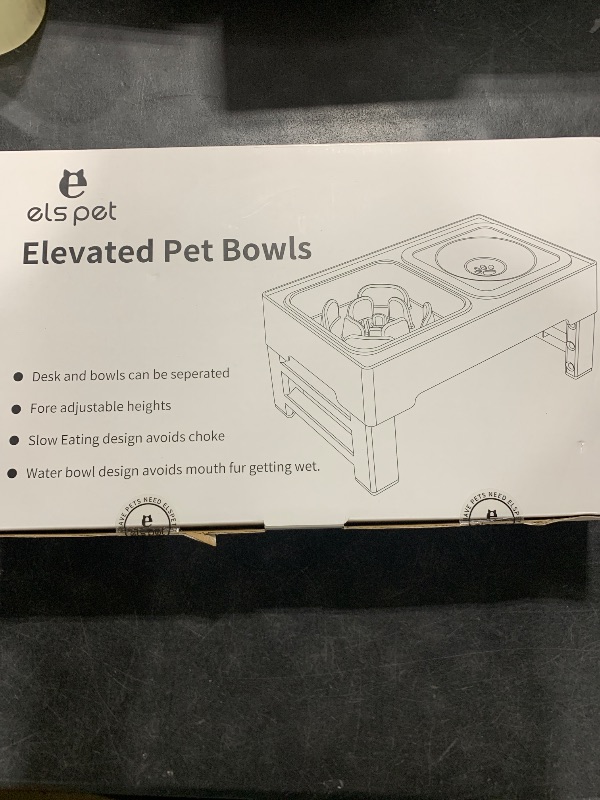 Photo 1 of ELS PET Elevated Dog Bowls, Adjustable Raised Dog Bowls with No Spill Dog Water Bowl and Stainless Steel/Slow Feeder, Stand for Small Medium Large Dogs,Cats & Pets (Plastic)