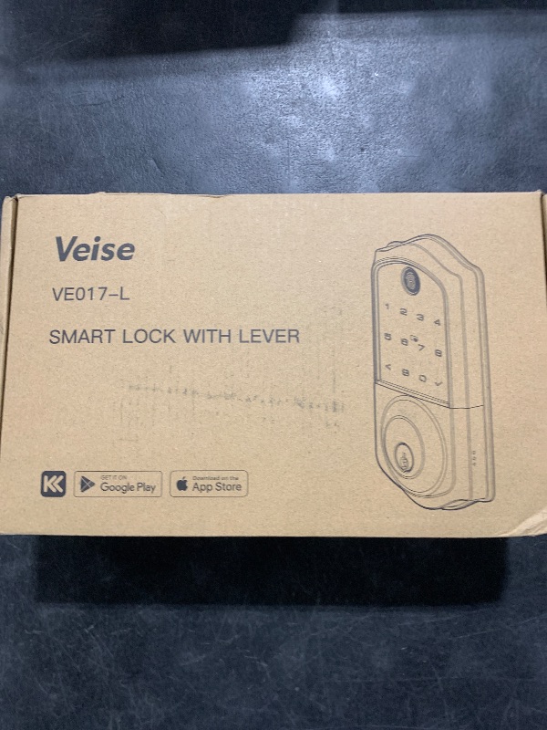 Photo 1 of Veise Fingerprint Smart Lock with 2 Lever Handles, Keyless Entry Front Door Lock Set, App Control, Electronic Digital Keypad Deadbolt, Easy Installation, Emergency Power Port, Matte Black