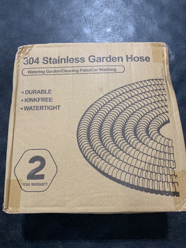 Photo 1 of SPECILITE 50ft 304 Stainless Steel Garden Hose Metal, Heavy Duty Water Pipe with Nozzles for Yard, Outdoor - Flexible, Never Kink & Tangle, Puncture Resistant (Sliver)