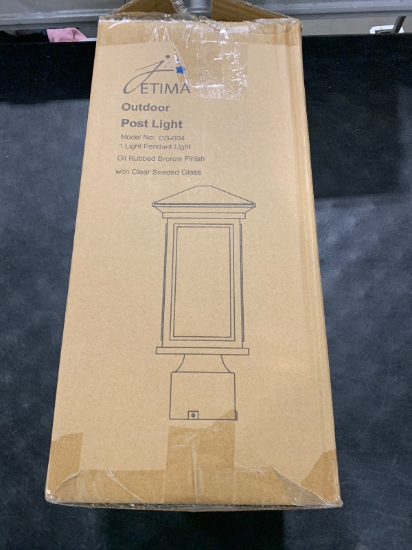 Photo 1 of Jetima Outdoor Post Light, Waterproof Pole Lantern Lighting Fixture with Tempered Clear Seeded Glass, Oil Rubbed Bronze (ORB) Finish for Patio, Garden, Yard, Balcony, Pathway