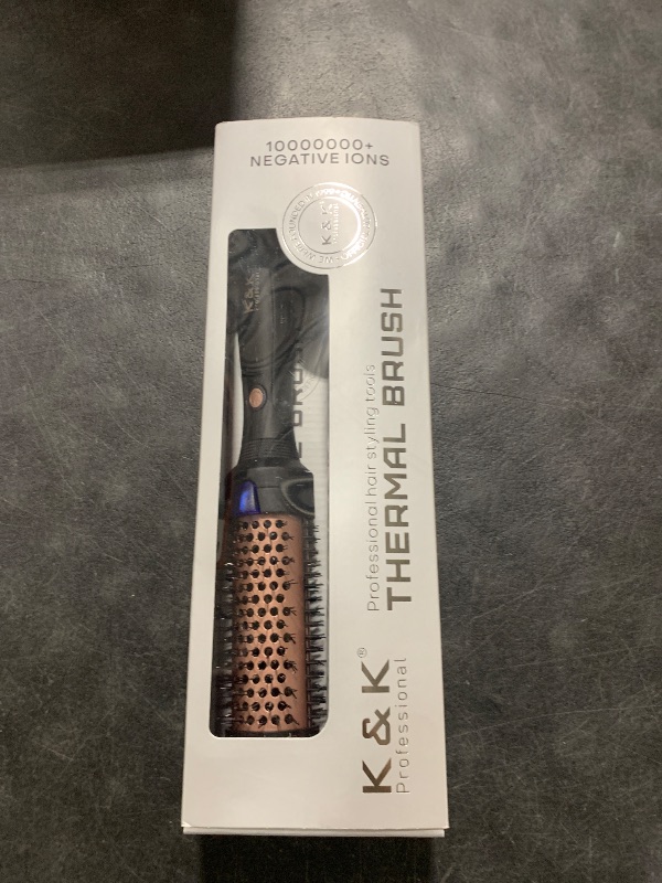 Photo 1 of K&K Heated Curling Brush - 1.5 Inch Ceramic Tourmaline Ionic Volumizing Hot Brush for Root Volume & Loose Curls (Black)