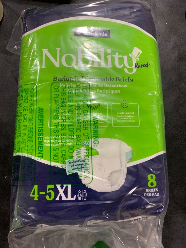Photo 1 of 4-5xl Adult Diapers for Women and Men - 8 Bariatric Disposable Briefs with Tabs and Stretchable Side Panels - 100% Breathable with Maximum Absorbency