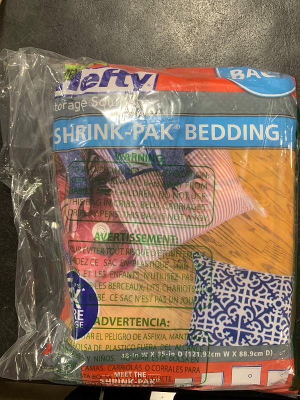Photo 1 of Hefty Shrink-Pak Vacuum Storage Bags - Space Saver for Under Bed Storage, Clothing and Comforters, Odor Resistant, 3X More Storage Space - 3 Jumbo Bags