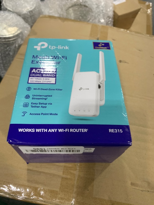 Photo 1 of TP-Link AC1200 WiFi Extender, 2024 Wirecutter Best WiFi Extender, 1.2Gbps home signal booster, Dual Band 5GHz/2.4GHz, Covers Up to 1500 Sq.ft and 30 Devices ,support Onemesh, One Ethernet Port (RE315)