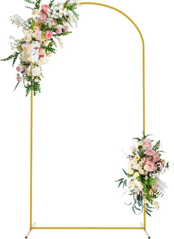 Photo 1 of Wokceer 7.2 FT Wedding Arch Backdrop Stand, Square Arch Gold Metal Arch Backdrop Stand for Wedding Ceremony Birthday Party Bridal Baby Shower Photo Booth Garden Floral Balloon Arch Decoration