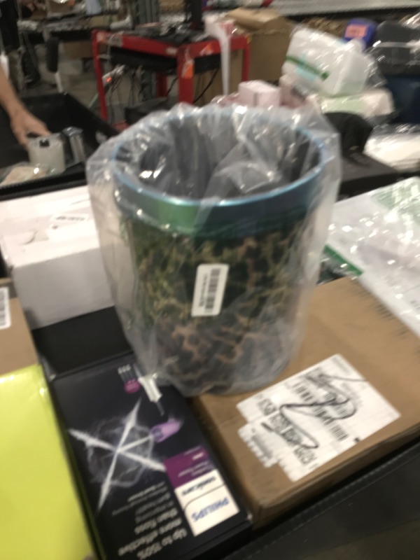 Photo 1 of ABOOFAN Small Bathroom Trash Can Garbage Can Leopard Printed Waste Basket with Top Ring to Fix Bag for Bedroom Office Home