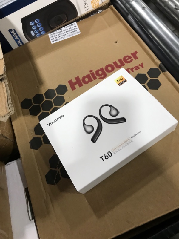 Photo 1 of T60 True Wireless Bone Conduction Headphones, OWS Open Ear Earbuds with Earhooks, Bluetooth 5.4, Deep Bass, Lightweight & Sturdy, 25Hrs Playtime, IPX6 Waterproof, for Cycling Yoga Gym Workouts