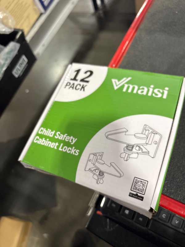 Photo 1 of 12 Pack Cabinet Locks Child Safety Latches - Vmaisi Baby Proofing Cabinets Drawer Lock with Adhesive Easy Installation - No Drilling or Extra Screws (White)