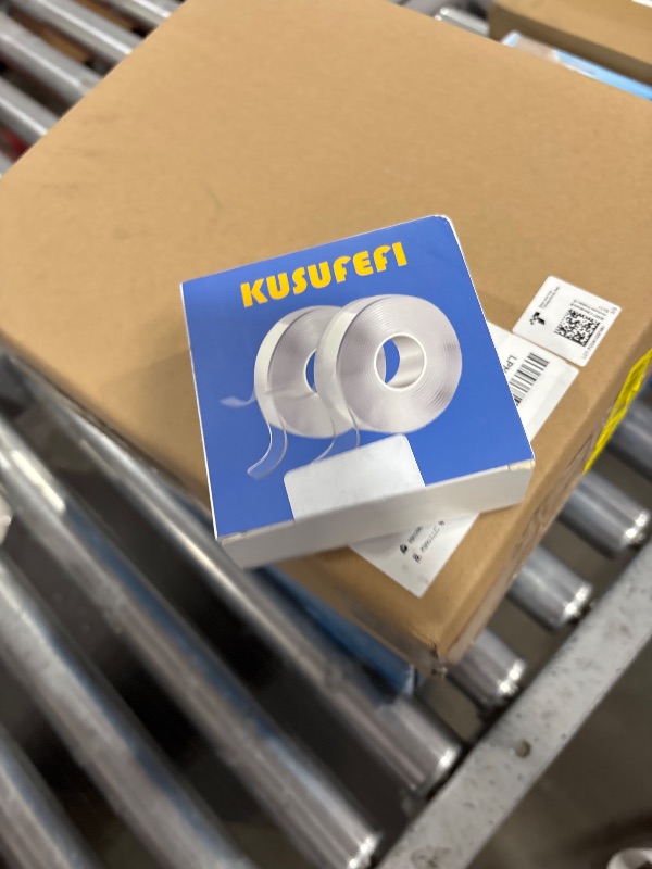 Photo 1 of KUSUFEFI Double Sided Adhesive tape Heavy Duty, Double Stick Mounting (2 Rolls, Total 20FT), Clear Two Sided Wall tape Strips, Removable Poster tape for Home, Office, Car, Outdoor Use